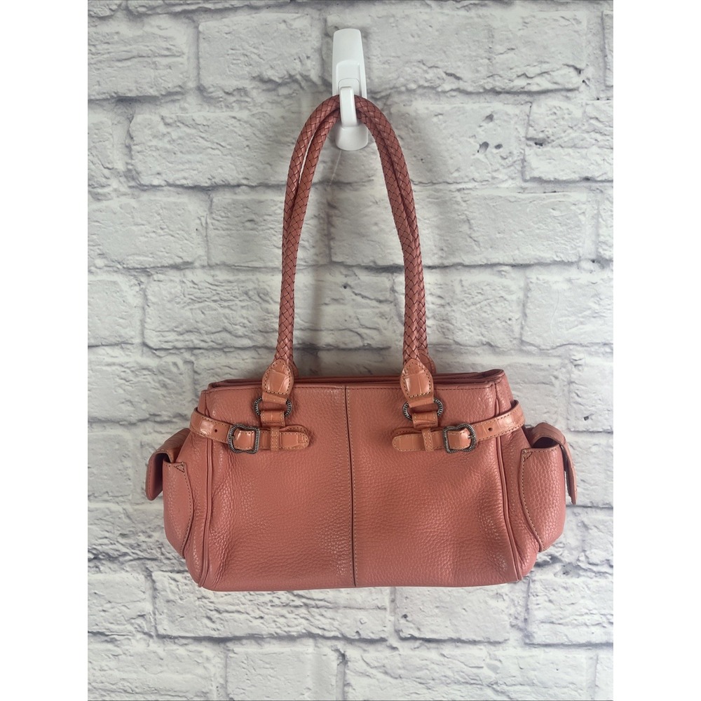 Brighton Loretta Coral Pebbled Leather Shoulder Bag Small Read Description